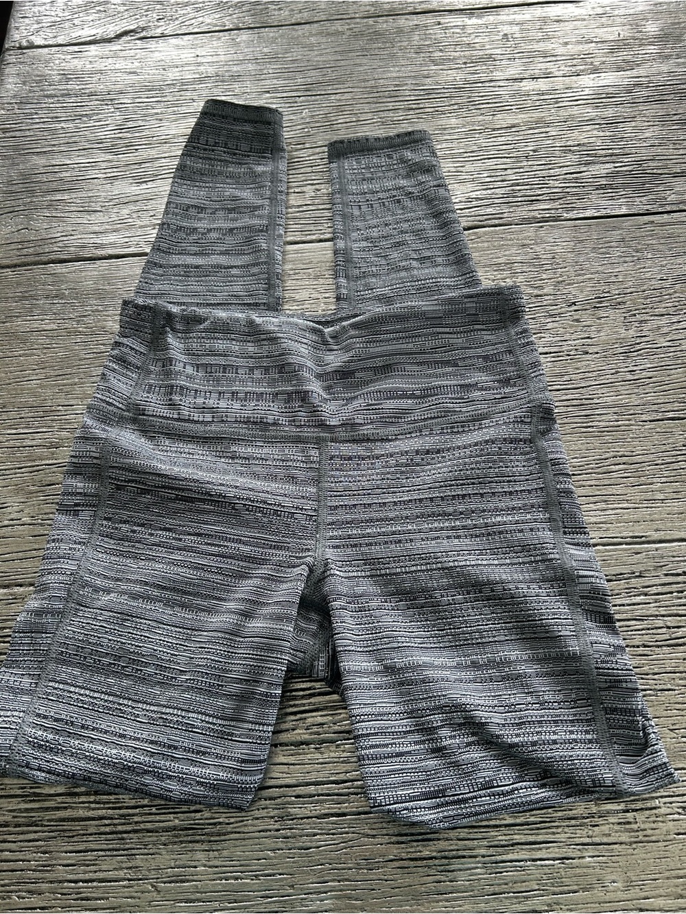 Athleta Gray Striped High-Rise Leggings